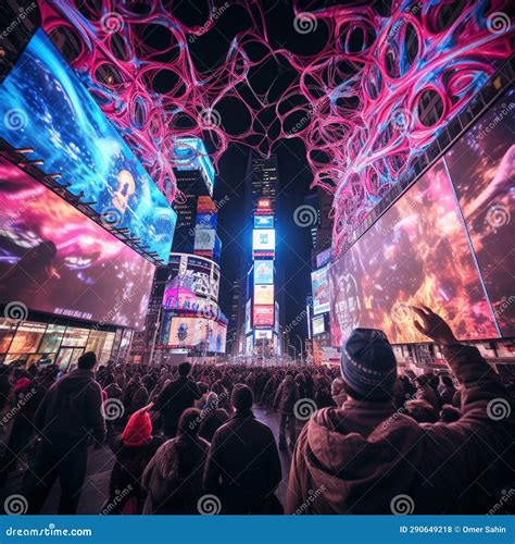 Surreal and Mesmerizing Nightlife Scene in New York City Stock Photo