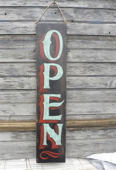 Open Sign Hand Painted Faux Vintage Wooden Sign Z Sb To 5