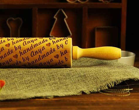 Personalized Embossing Rolling Pin Engraved Wood Rolling Pin Etsy