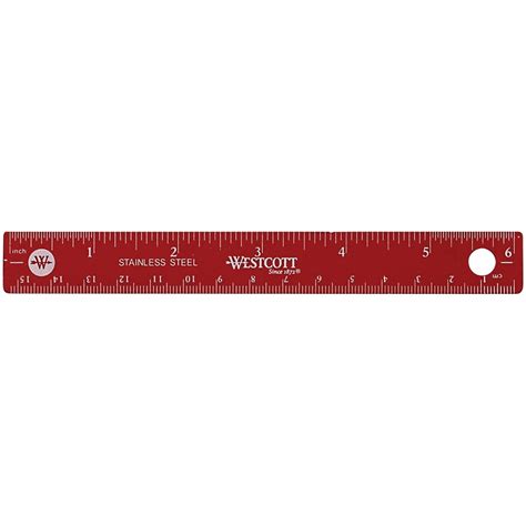 Acme United Colored Stainless Steel Ruler 6 Length Imperial