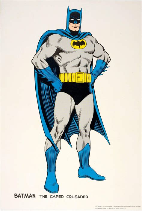 Original Vintage Comic Book Superhero Poster Featuring Batman The Caped