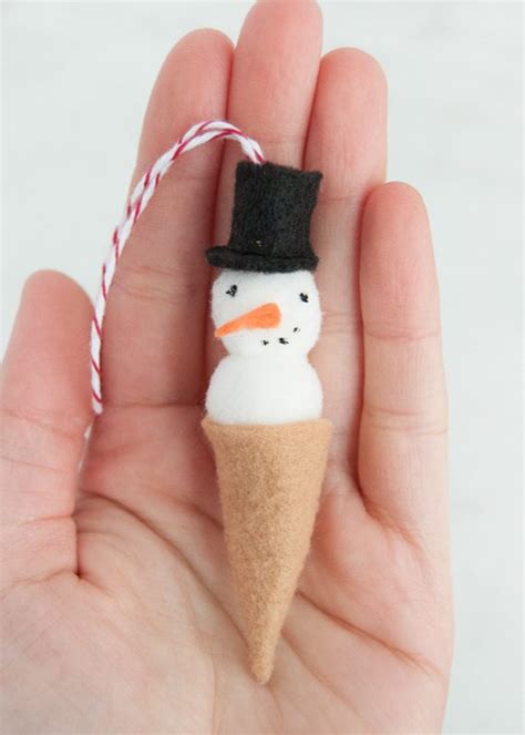 Snowman Ice Cream Cone Ornaments Handmade Charlotte
