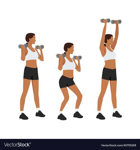 Woman Doing Dumbbell Push Press Exercise Vector Image