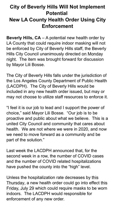 Kacey Montoya On Twitter City Of Beverly Hills Will Not Implement Potential New La County