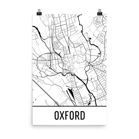 Oxford UK Street Map Poster Oxford Map City Map Art Map Art Print