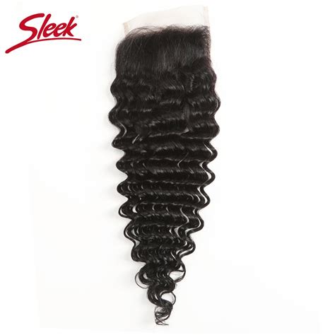 Sleek Brazilian Loose Deep Wave X Lace Closure Remy Human Hair Natural Color Free Middle