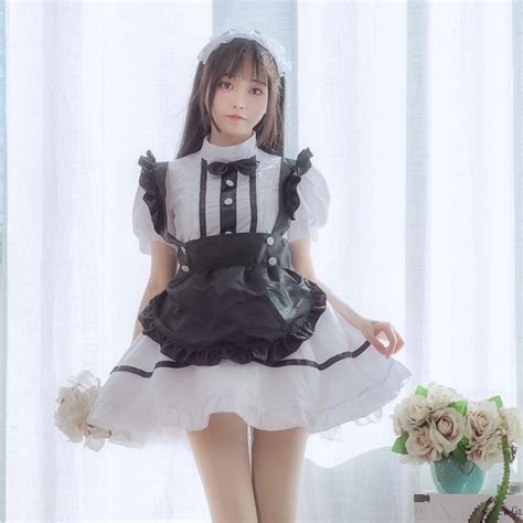 Blue Waifu Anime Maid Kawaii Bow Cosplay Costume Dress Set — Sofyee