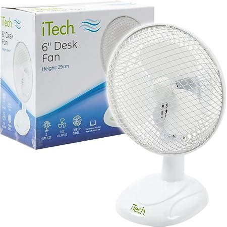 VFM 8 White Desk Fan Oscillating 2 Speed Table Top Cooling Device