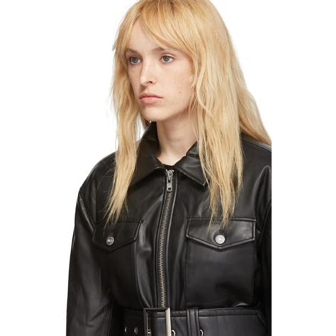 Opening Ceremony Black Faux Leather Belted Jacket Opening Ceremony