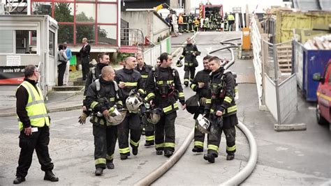 Firefighter Team Working Hard Paris France 19 August 2015