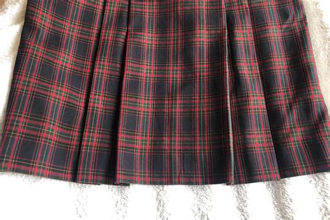 School Uniform 50 Wool Plaid Skirt In Red From Korea Etsy