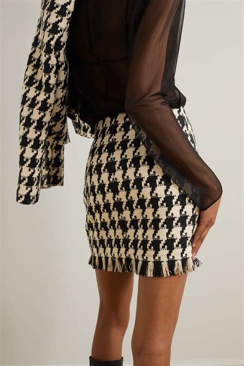 Lagence Livia Fringed Houndstooth Tweed Mini Skirt Net A Porter