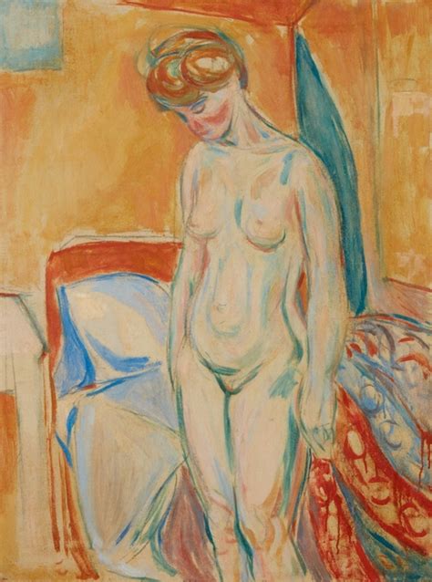 Standing Nude Against Blue Background Edvard Munch Artwork On Useum