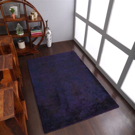 Rugsotic Carpets Hand Knotted Gabbeh Silk 3x5 Area Rug Solid Purple