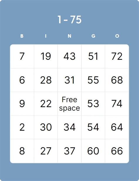1 75 Bingo Card Template Bingo Card Creator