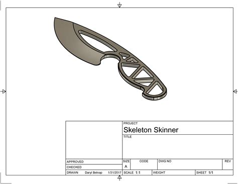Laser cut knife box 320x100x70mm plywood 3mm free vector. Skeleton Skinner PDF and CAD File - Belnap Custom Knives LLC