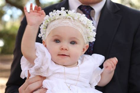 A popular choice for floral headpieces is a pretty flower crown. White Infant Flower Crown Baptism Christening silk babys ...