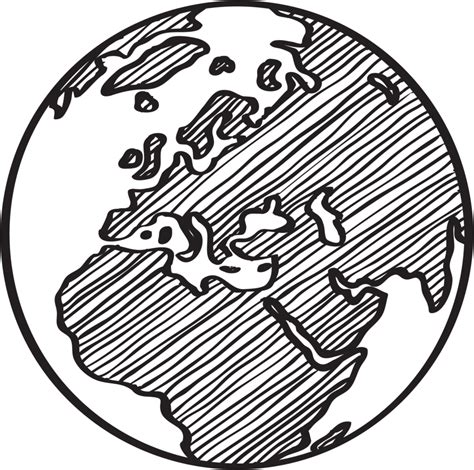 Freehand Drawing World Map Sketch On Globe 12000983 Png