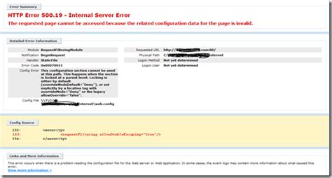 Detailed error information module iis web core notification beginrequest handler not yet determined error code 0x8007052e config error can not log thank you! HTTP Error 500.19 - Internal Server Error ~ Laksha