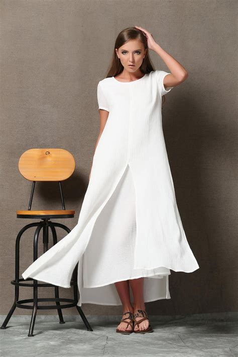 Plus Size Maxi Dress Linen Dress White Maxi Dress Womens Etsy Plus