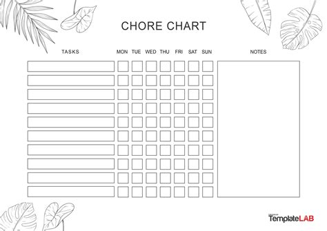 23 Free Chore Chart Templates For Kids Templatelab Chore Chart