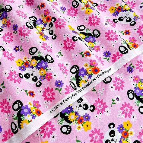 Cotton Quilt Fabric Quality Flannel Ae Nathan Comfy Pandas Pink