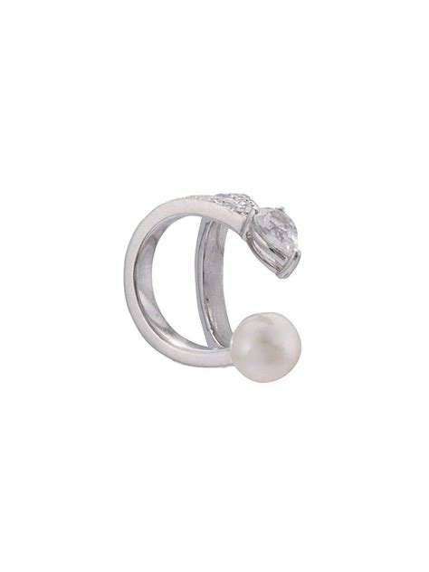 Anissa Kermiche Silver Double Arc Diamond Cuff Earring
