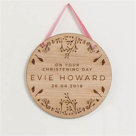 Personalised Christening Wooden Plaque T By Owl And Otter