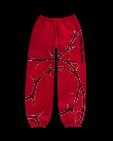 Thorn Rhinestone Sweatpants Red Named Collective