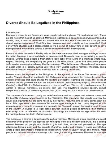 Divorce Should Be Legalized In The Philippines