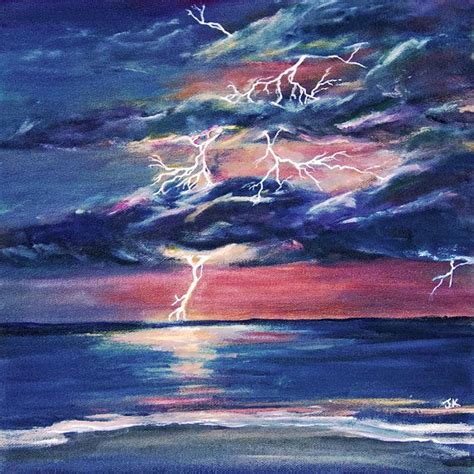 Original Lightning Thunderstorm Rain Cloudy Sunset Sky Beach Etsy