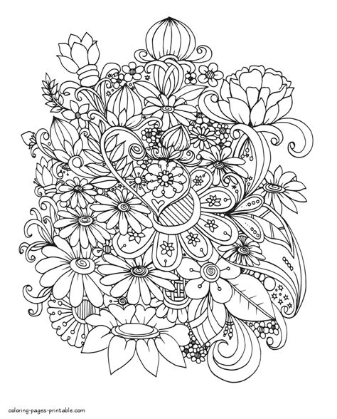 Wild Flowers Adult Coloring Page Coloring Pages Printablecom