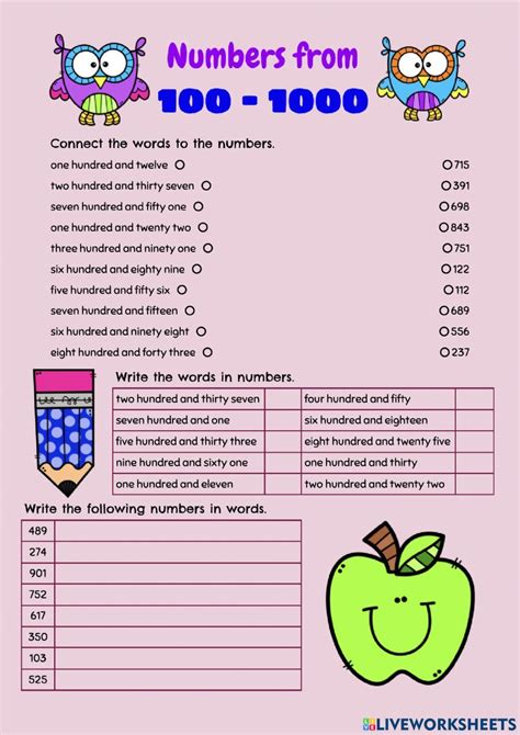 Numbers From 100 1000 Worksheet Number Words Worksheets Basic Math