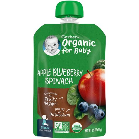 Gerber 2nd Foods Organic For Baby Baby Food Apple Blueberry Spinach 3