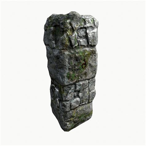 3d Model Mossy Stone Pillar Vr Ar Low Poly Cgtrader