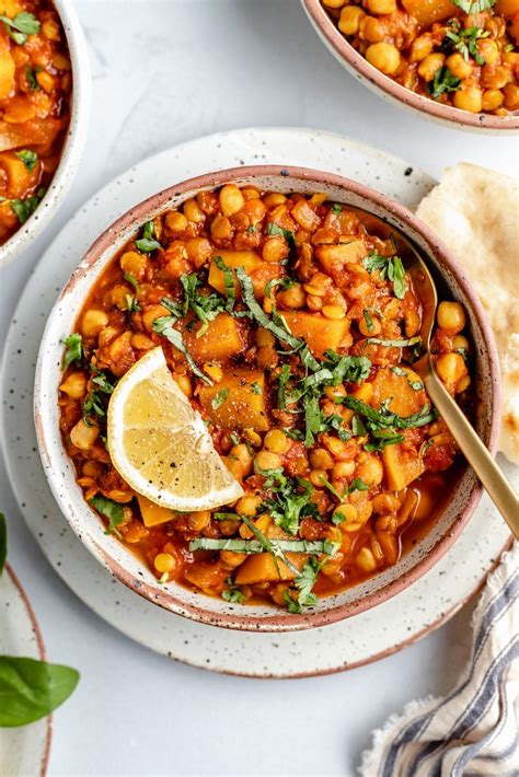 Butternut Squash Chickpea And Lentil Moroccan Stew Ambitious Kitchen