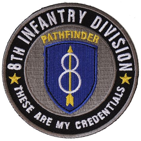 8th Infantry Division Pathfinder Patch 3x3 Inch Embroidered Iron On