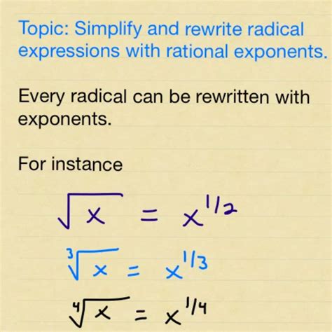 Simplify And Rewrite Radicals Using Rational Exponents Tutorial
