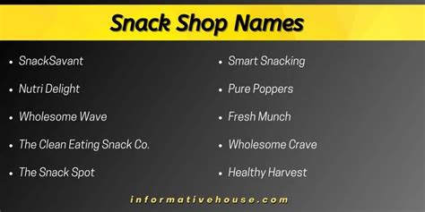 499 Healthy Snack Brand Names Ideas For Snack Business Informative House