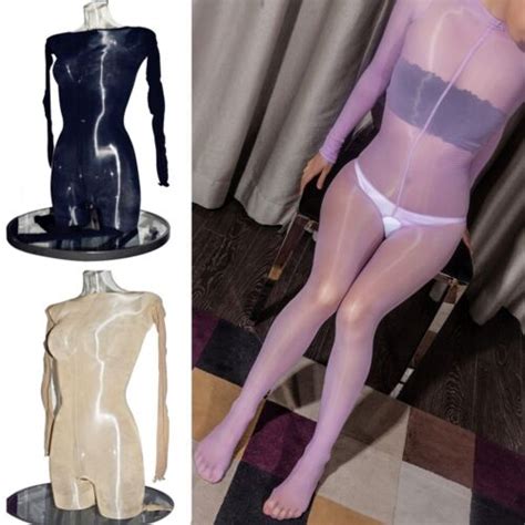 High Glossy Oil Shiny Full Bodystocking Nylon Bodysuit Tights Bodyhose Women Men Ebay