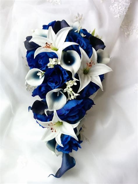 Wedding Natural Touch Navy Blue Calla Lilies Navy Picasso Etsy Lily