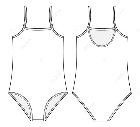 Swimsuit Technical Sketch Swimwear Drawing Model Summer Back Png And