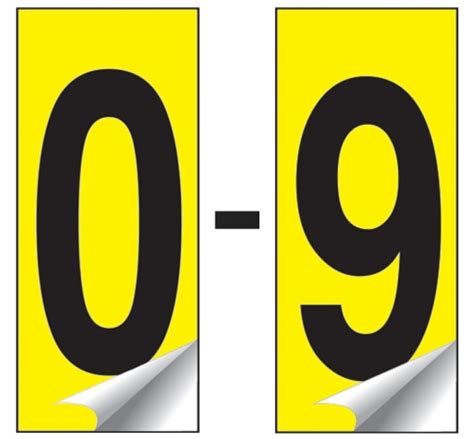 Identification Numbers Packs Of 10 0 9 Yellow Ssp Print Factory