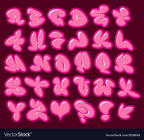 Graffiti Bubble Gum Pink Fonts With Gloss And Color Outline Download A