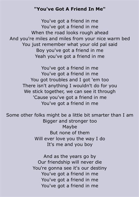 Disney Toy Story Youve Got A Friend Song Lyrics By Vinylrevamped