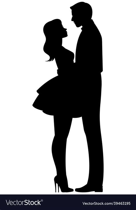 loving couple man and woman hugging silhouette vector image