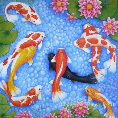 Feng Shui Art Wealth And Blessings Koi Fish Etsy In Fish