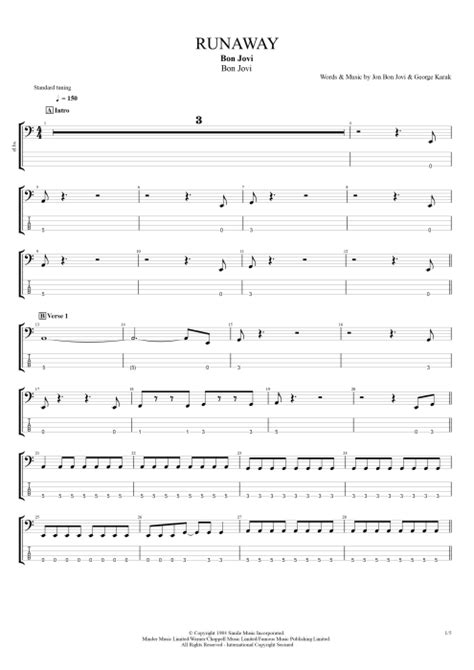 Runaway Tab By Bon Jovi Guitar Pro Guitars Bass Backing Track