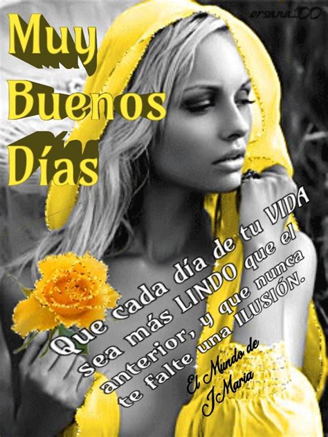 A Woman In Yellow Dress Holding A Flower With Spanish Text Below Her Head And The Words Muy