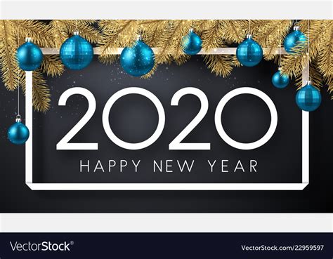 Maybe you would like to learn more about one of these? Happy new year 2020 greeting card with fir Vector Image